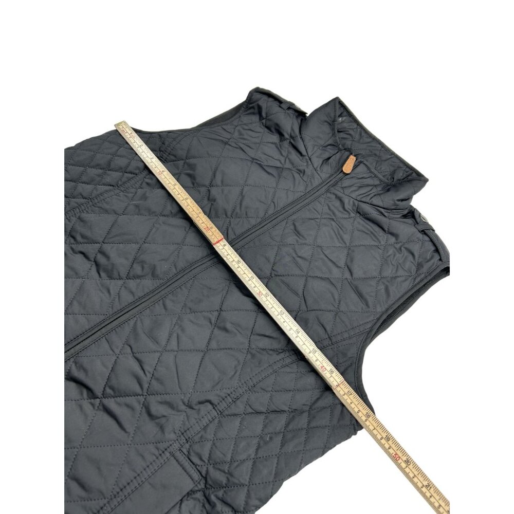 Talbots Womens Quilted Puffer Vest S Black Faux Leather Trim Polyester - Picture 7 of 11